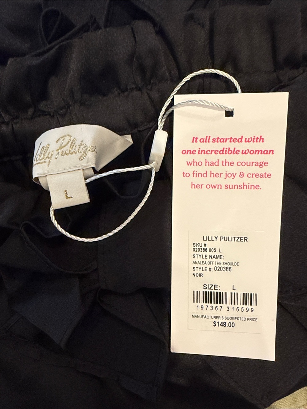 Lilly Pulitzer Analea Off The Shoulder Black Bow Ruffle Blouse - Picture 3 of 4